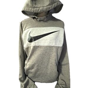 Nike Mens Dri Fit Pullover Long Sleeve Hoodie Fleece Lined Grey- Size M